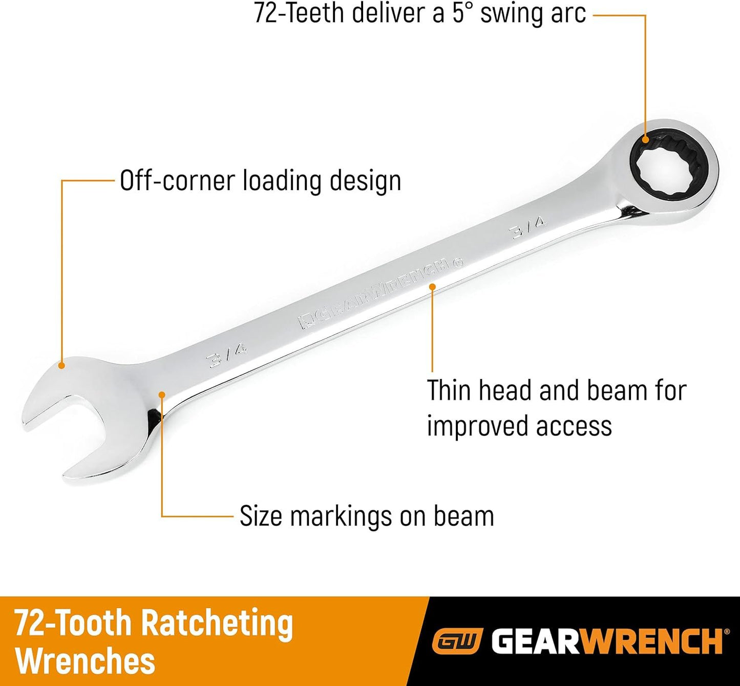 GEARWRENCH 7 Pc. 12 Point Ratcheting Combination SAE Wrench Set - Model 9317