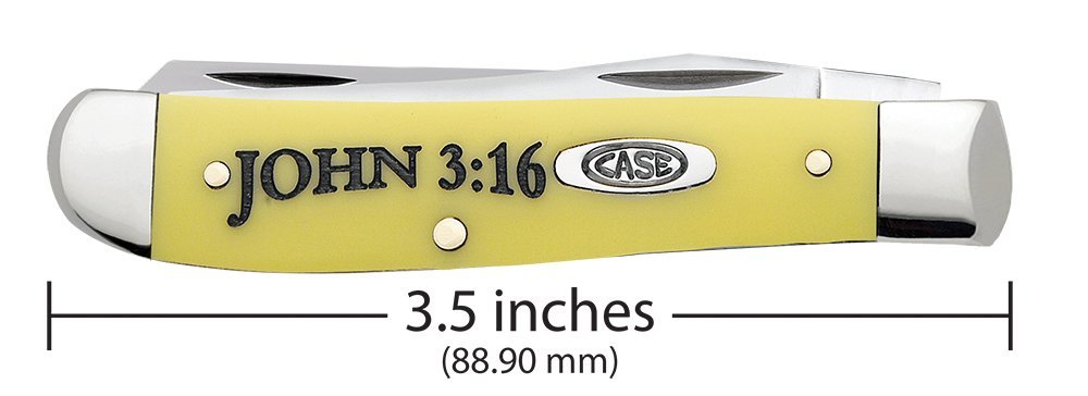 Case WR XX Pocket Knife Yellow Synthetic Mini Trapper-John 3:16 Item #8850 - ...