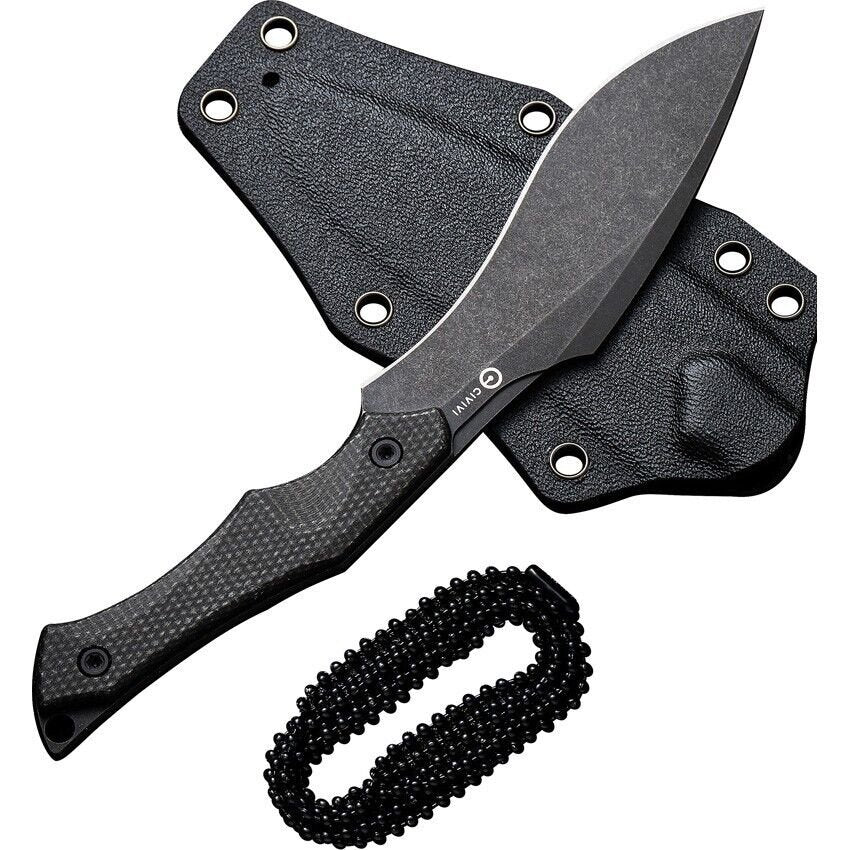 Civivi Vaquita II Neck Knife - Compact Fixed Blade with Black G10 Handle, Model C047C-3