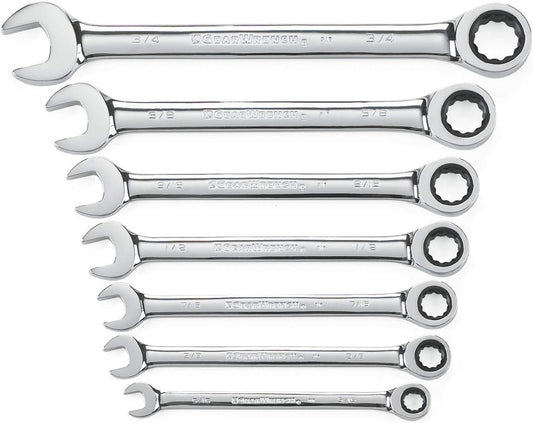 GEARWRENCH 7 Pc. 12 Point Ratcheting Combination SAE Wrench Set - Model 9317