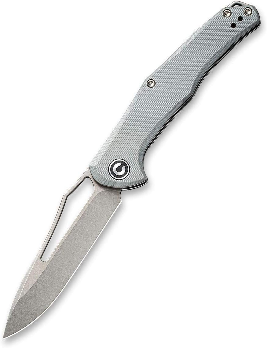 Civivi C2009B Fracture EDC Folding Knife - Gray Stonewashed Drop Point Blade, G10 Handle (Gray)