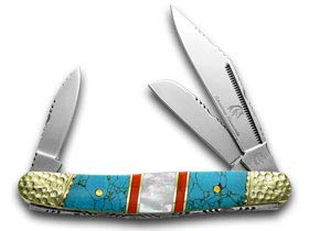 SILVERHORSE STONEWORKS Blue Turquoise Mother of Pearl Stockman Premier Pocket...