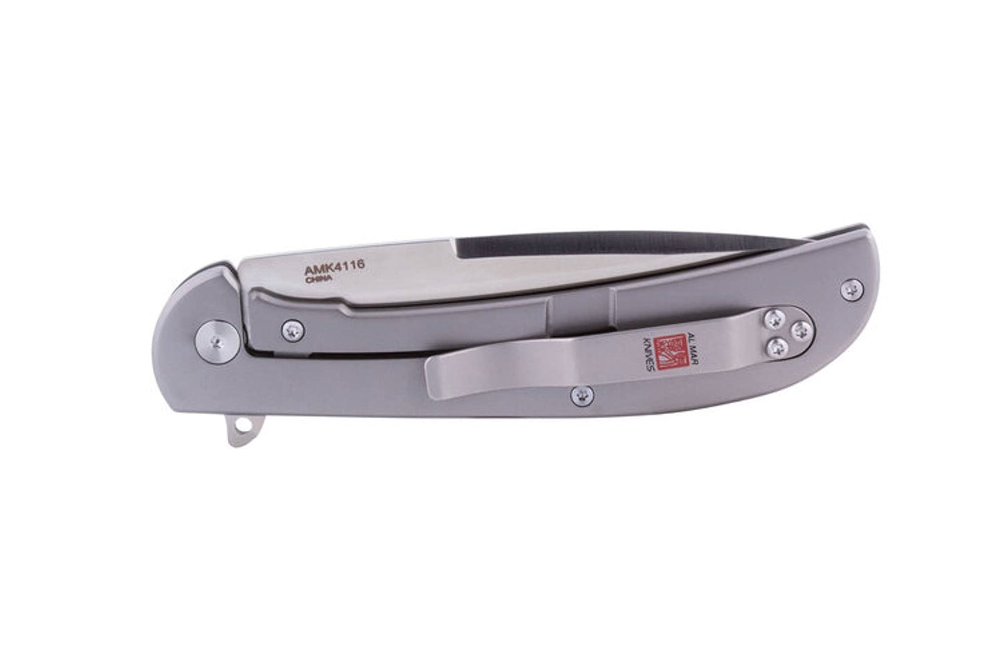 Al Mar (AMK4116) Ultralight Framelock – 4” Blade | Silver | Titanium Handle | Folding Pocket Knife