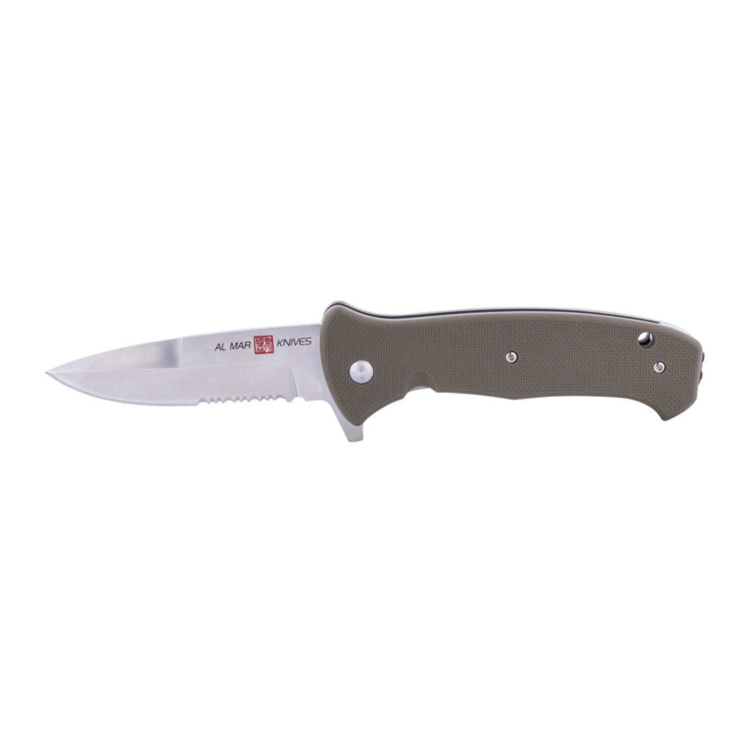 Al Mar (AMK2211) SERE 2020 - 3.6" Combo Blade GRN Handle | OD Green | Folding Pocket Knife