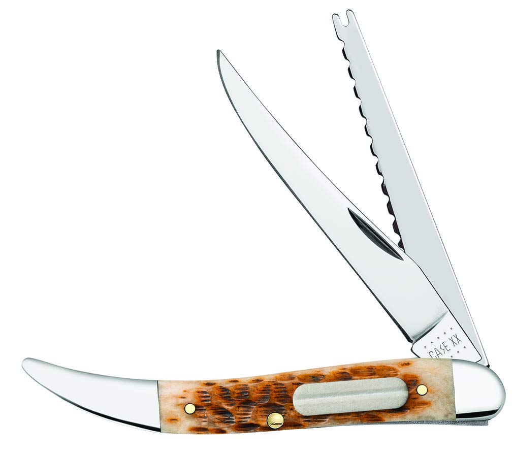 CASE XX Pocket Knife Fishing Knife Amber Jig Bone Item #10726 - (620094F S...