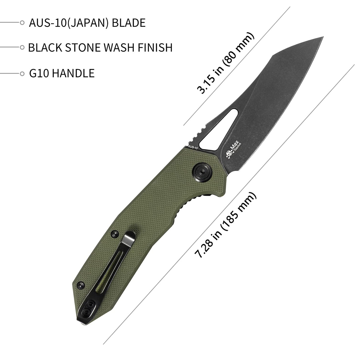 KUBEY Vagrant KU291 Folding Knife, Everyday Carry Pocket Knives 3" AUS10 S.S ...