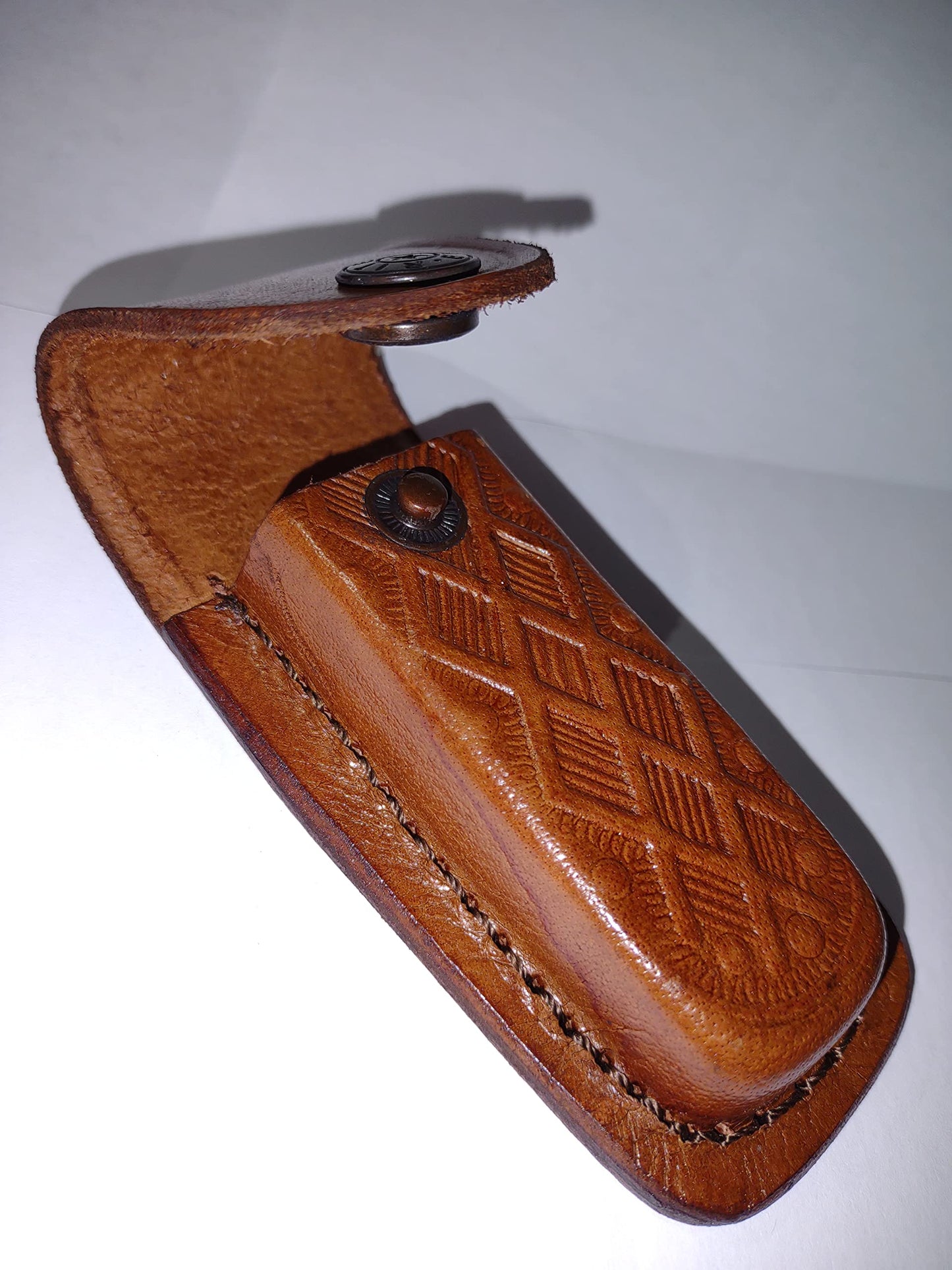 PAKISTAN KNIVES Folding Knife Sheath Brown Leather Fits Up To 4" Folding