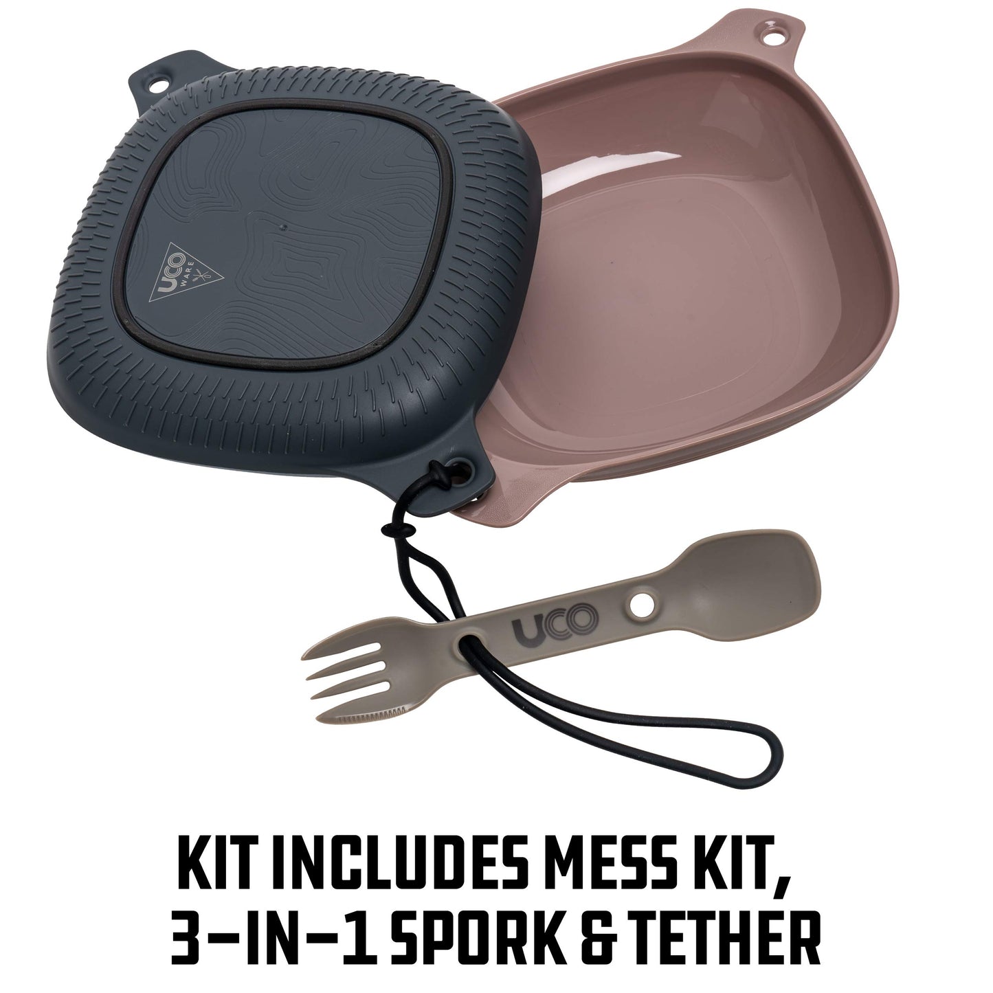 UCO 4-Piece Camping Mess Kit with Bowl, Plate and 3-in-1 Spork Utensil Set