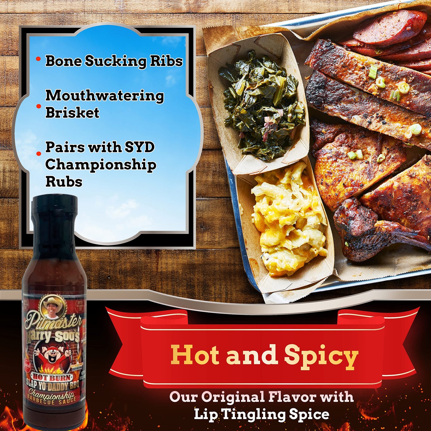 Slap Yo’ Daddy BBQ Sauce, Hot Burn - Hot and Spicy Dipping and Barbecue Sauce...